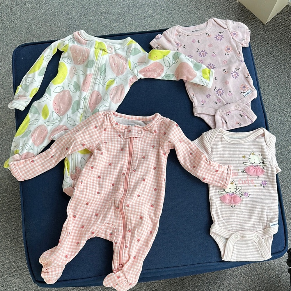 NEW Newborn baby girl onesies bundle